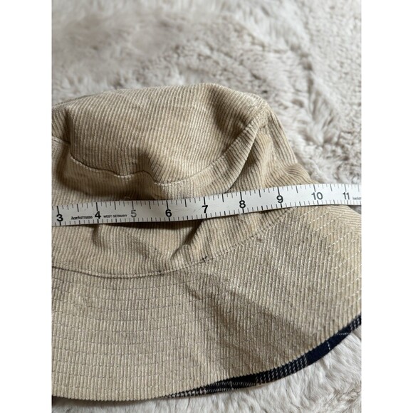 Adult Reversible Tan Brown Corduroy And Flannel Lined Bucket Hat No Brand OS - Picture 4 of 4